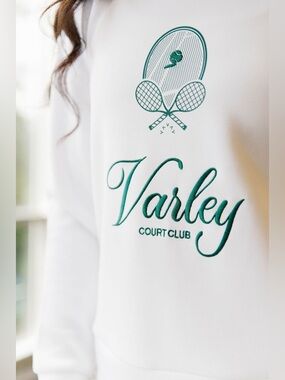 NWT Varley Rasco Namesake Sweat in White / Forest